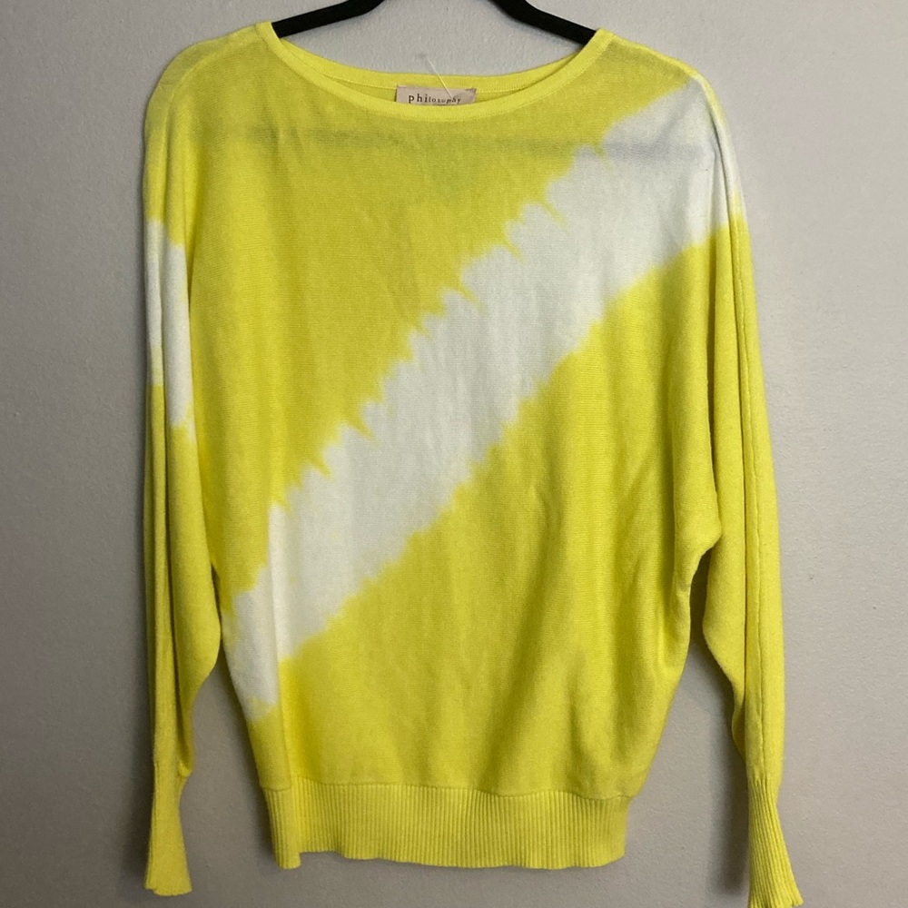 10-4 Philosophy sweater tie dye yellow Cotton blend XS NWT